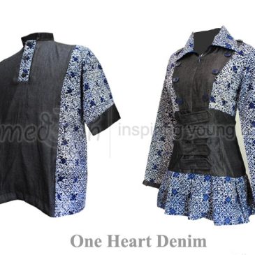 Batik Sarimbit One Heart Denim Perpaduan Denim & Batik yang Elegan
